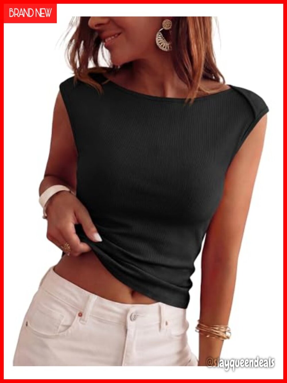 Women's Ribbed Knit Tank Top Cap Sleeve Ruched Slim Fit Casual Summer Top